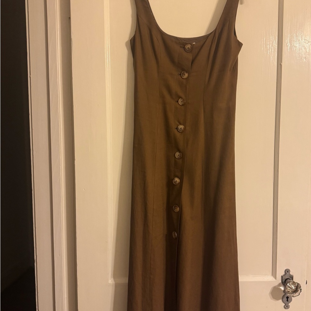 Tularosa Brown Button-Front Midi Dress